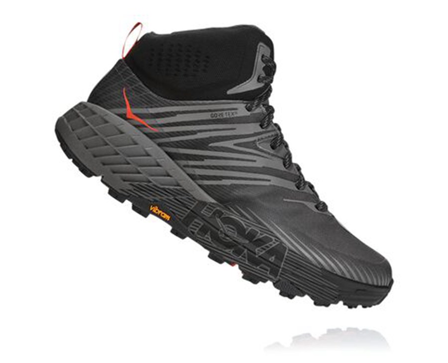 Hoka One One Mens Trail Shoes - Speedgoat Mid GORE-TEX 2 - Black - UTPO83740
